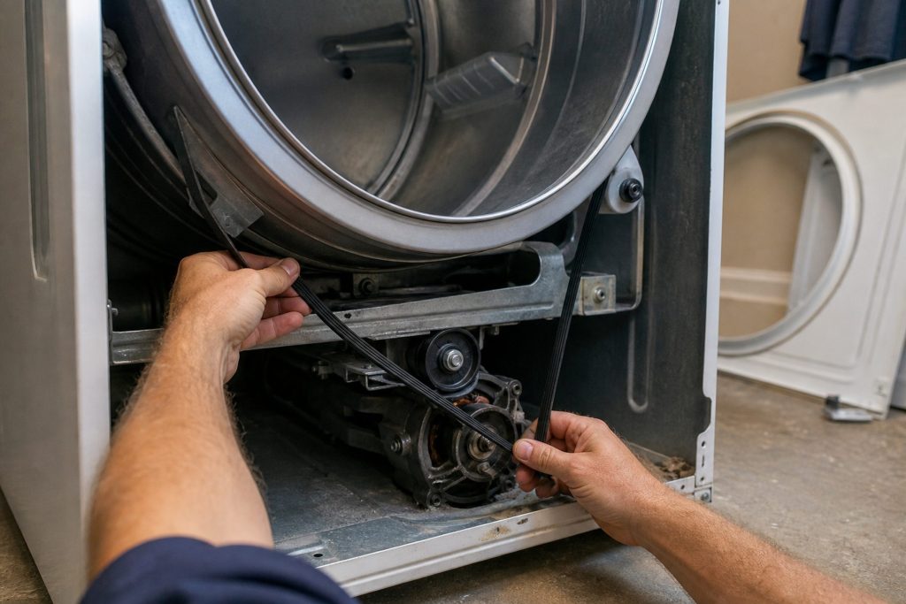 Drum rollers and the belt off a dryer.